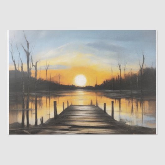 Kalm water bij zonsondergang - Decoupage - Tissuepapier (Voorkant)