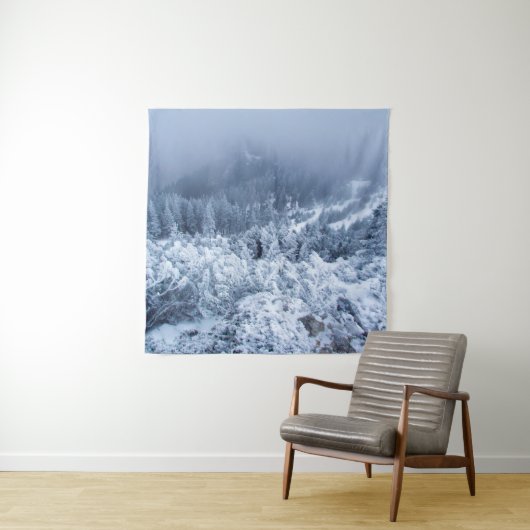 Kalm winterdag bovenop de bergen wandkleed (In situ)