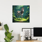 Kalm Zebra Staand in het Wilde Schilderij Poster (Thuiskantoor)