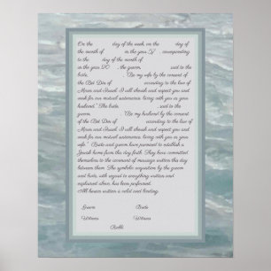 Kalm Zeeen Ketubah met Canadese hervormingstekst Poster