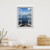 Kalm zeezicht Trompe l'oeil Nepraam Poster (Keuken)