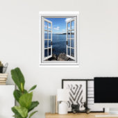 Kalm zeezicht Trompe l'oeil Nepraam Poster (Thuiskantoor)