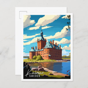 Kalmar Zweden vintage reisillustratie Pos Briefkaart