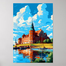 Kalmar Zweden Vintage Travel Illustratie Poster