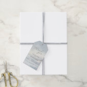 Kalmblauwe Aquarel Golven Cadeaulabel (Met Touw)