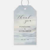 Kalmblauwe Aquarel Golven Cadeaulabel (Achterkant)