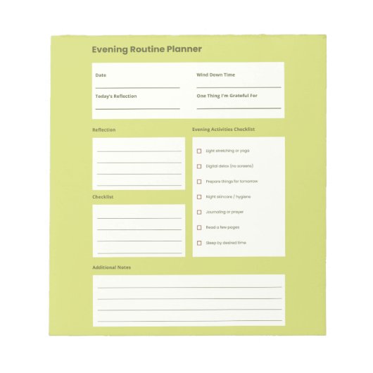 Kalme Avondroutine Planner Notitieblok (Voorkant)