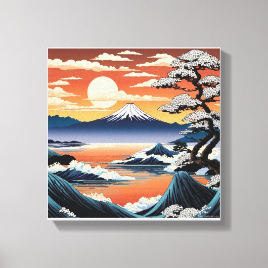 Kalme berg Fuji bij zonsondergang Canvas Afdruk (Voorkant)