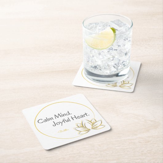 Kalme geest vreugdevol hart Boeddha Quote Kartonnen Onderzetters (Insitu)