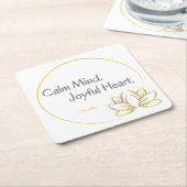 Kalme geest vreugdevol hart Boeddha Quote Kartonnen Onderzetters (Schuin)