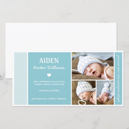 KALME GOLVEN | GEBOORTEAANKONDIGING BABY AANKONDIGING (Voorkant / Achterkant)