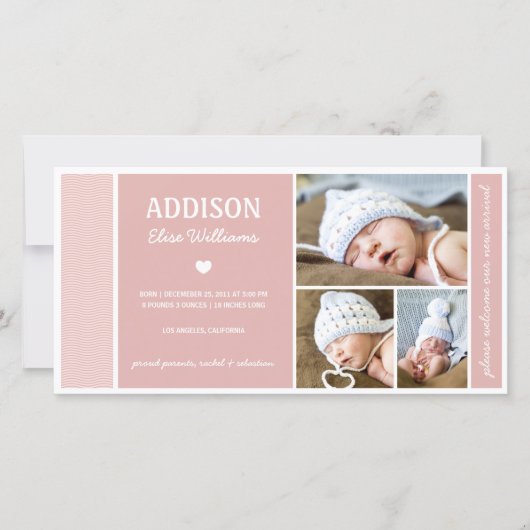 KALME GOLVEN | GEBOORTEAANKONDIGING BABY MEISJE AANKONDIGING (Voorkant)