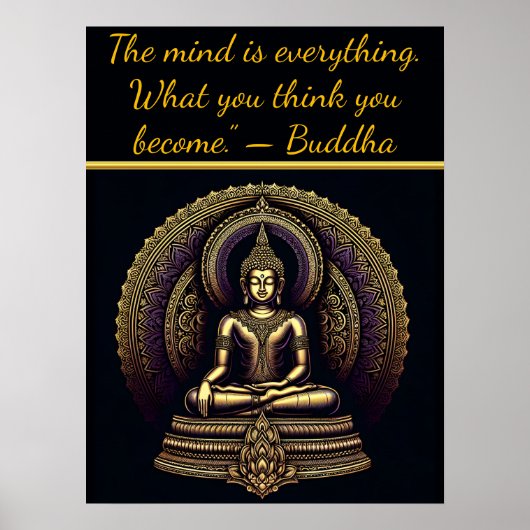Kalme gouden Boeddha in meditatie Poster (Voorkant)