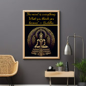 Kalme gouden Boeddha in meditatie Poster