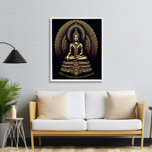 Kalme gouden Boeddha in meditatie, Poster