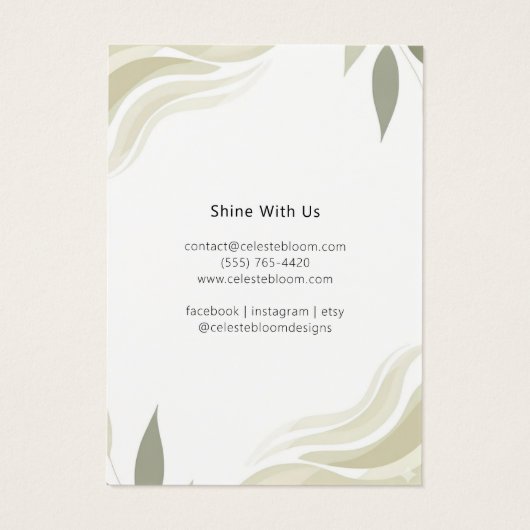 Kalme Neutral Foliage Waves Kunstwerk Kaart (Achterkant)