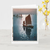 Kalme wind, Hiroshi Yoshida, houtsnede Kaart (Gele Bloem)