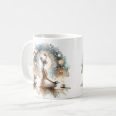 Kalme Yoga vrouw pose koffiethee mok geblazen crèm (Voorkant links)