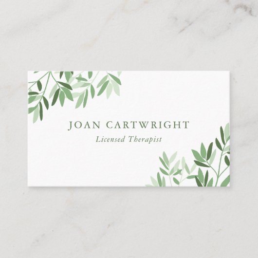 Kalme zachte groene bladeren - therapeut visitekaartje (Voorkant)