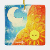 Kalme zon en de maan keramisch ornament (Voorkant)