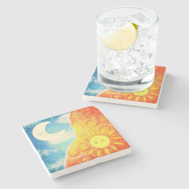 Kalme zon en de maan stenen onderzetter