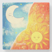 Kalme zon en de maan stenen onderzetter (Voorkant)