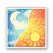 Kalme zon en de maan sticker (Voorkant)