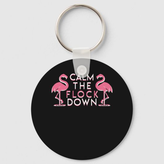 Kalmeer de klok omlaag de roze flamingo sleutelhanger (Voorkant)