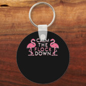 Kalmeer de klok omlaag de roze flamingo sleutelhanger (Voorkant)