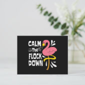 Kalmeer De Kudde Funny Roze Flamingo Briefkaart (Staand voorkant)