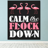 Kalmeer de kudde naar beneden Flamingo Pink Canvas Afdruk (Insitu (Houten vloer))