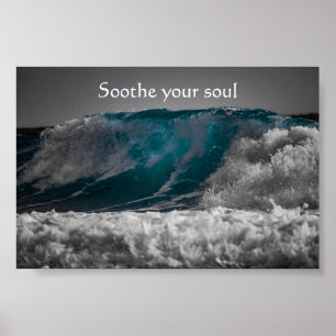 Kalmeer je ziel citaat boven oceaangolven poster