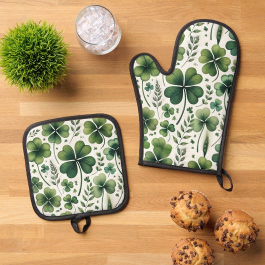 Kalmende Klavers Ovenwant & Pannenlap Set (Top down)