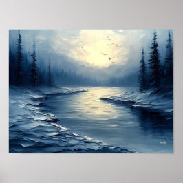 Kalmende weerspiegelingen van licht op een rustige poster