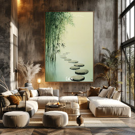 Kalmerend bamboebos en stenen pad poster