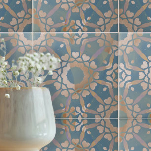 Kalmerend Blauw Beige Wit Verdrietig Geometrisch Tegeltje
