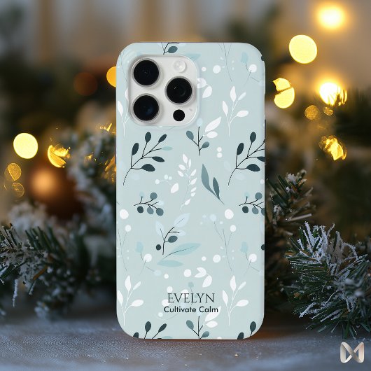 Kalmerend Blauw Blad Patroon - Elegante Minimalist Case-Mate iPhone Case