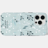 Kalmerend Blauw Blad Patroon - Elegante Minimalist Case-Mate iPhone Case (Achterkant (horizontaal))