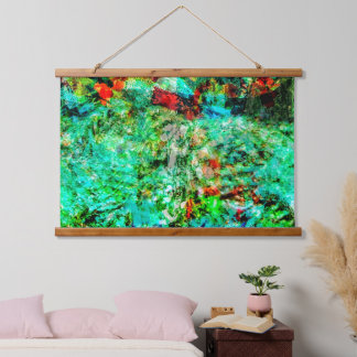 Kalmerend blauwe houten wandtapijt, Zoete blauwe Hangend Wandkleed