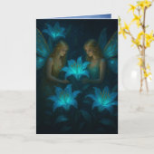 Kalmerend Denk Aan Jou Blauwe Lelie Fee Kaart (Gele Bloem)