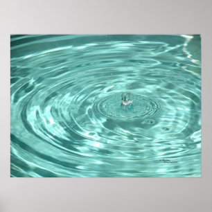 Kalmerend mooi blauw water druppel rimpels Poster