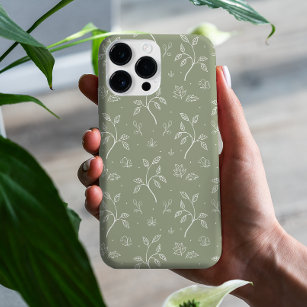 Kalmerend olijfgroen blad bloemenpatroon Case-Mate iPhone case
