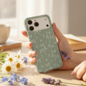 Kalmerend Olijfgroen Bladerrijk Bloempatroon Case-Mate iPhone Case