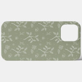 Kalmerend Olijfgroen Bladerrijk Bloempatroon Case-Mate iPhone Case (Achterkant (horizontaal))