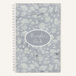 Kalmerend Stofblauw Bullet Journal met Witte Rozen Notitieboek