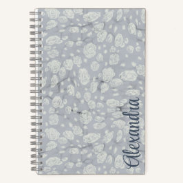 Kalmerend Stofblauw Bullet Journal met Witte Rozen Notitieboek