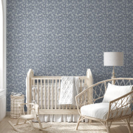 Kalmerende Blauwe Bloemenwateren Baby kwekerij Behang