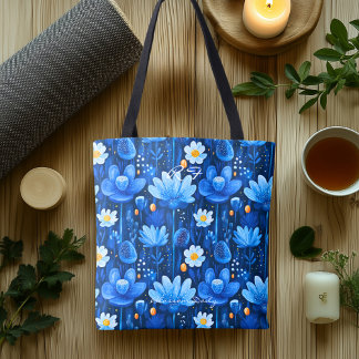 Kalmerende Blauwe Bloesem Wellness Tote Tas