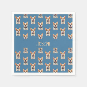 Kalmerende Blauwe Corgi Baby Shower Aanpasbare Naa Servet