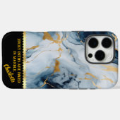 Kalmerende blauwe en gouden marmeren aderen Case-Mate iPhone case (Achterkant (horizontaal))